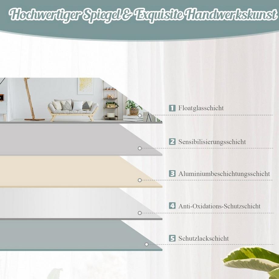 Northix Rechteckiger Wand-/Ganzkörperspiegel in Voller Länge mit abgeschrägter Kante 110 x 38 cm  