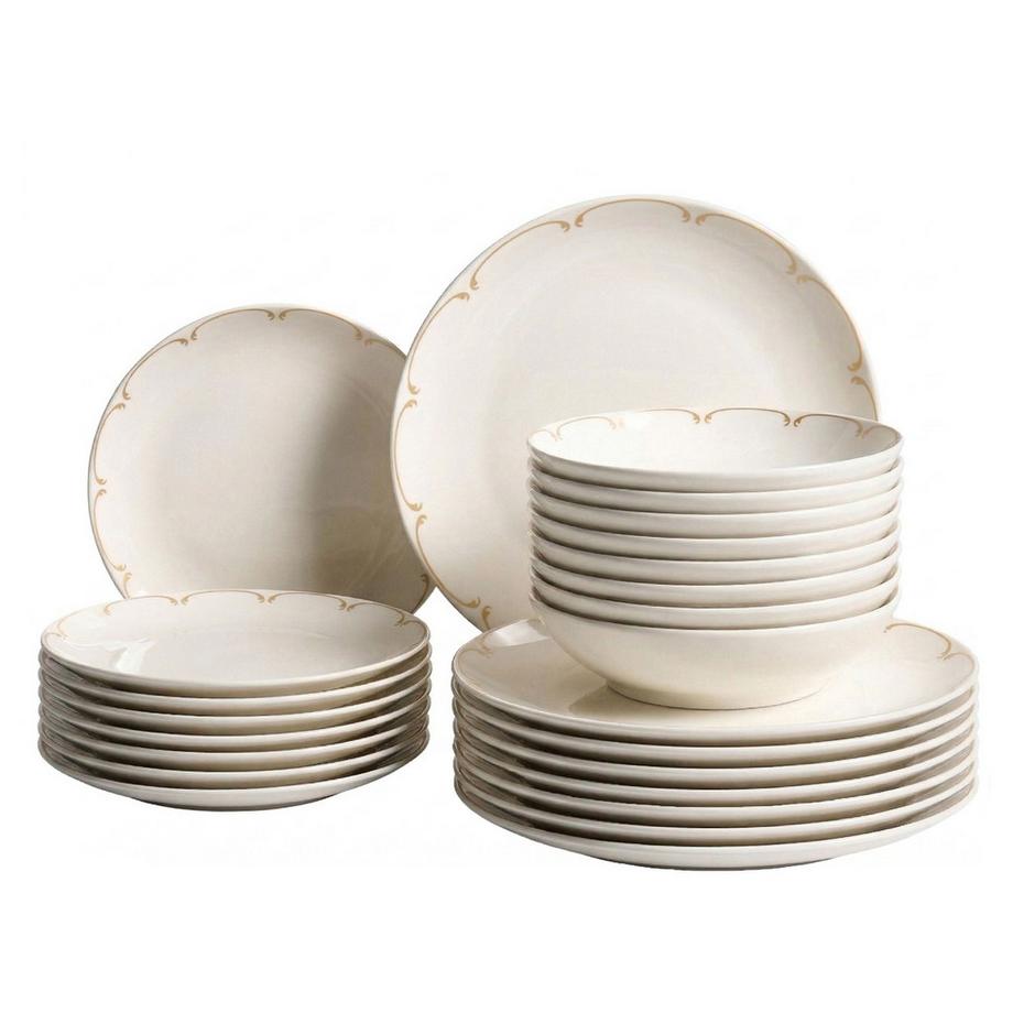 Beliani  Tafelservice 24-teilig aus Porzellan Klassisch CHAROLI 