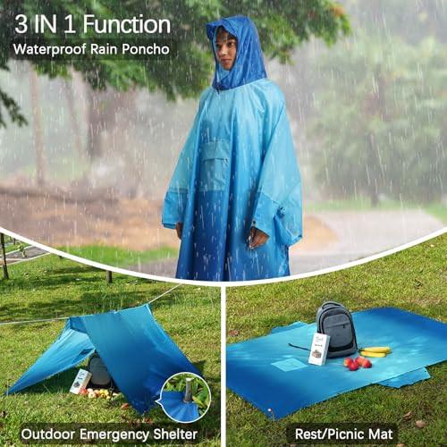 Alopini Poncho Antipioggia Impermeabile Escursionismo Ciclismo Outdoor 3-in-1 Multiuso  