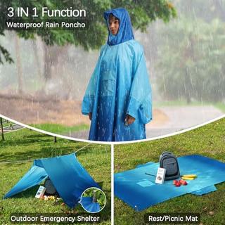 Alopini Poncho Antipioggia Impermeabile Escursionismo Ciclismo Outdoor 3-in-1 Multiuso  