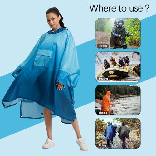 Alopini Poncho Antipioggia Impermeabile Escursionismo Ciclismo Outdoor 3-in-1 Multiuso  