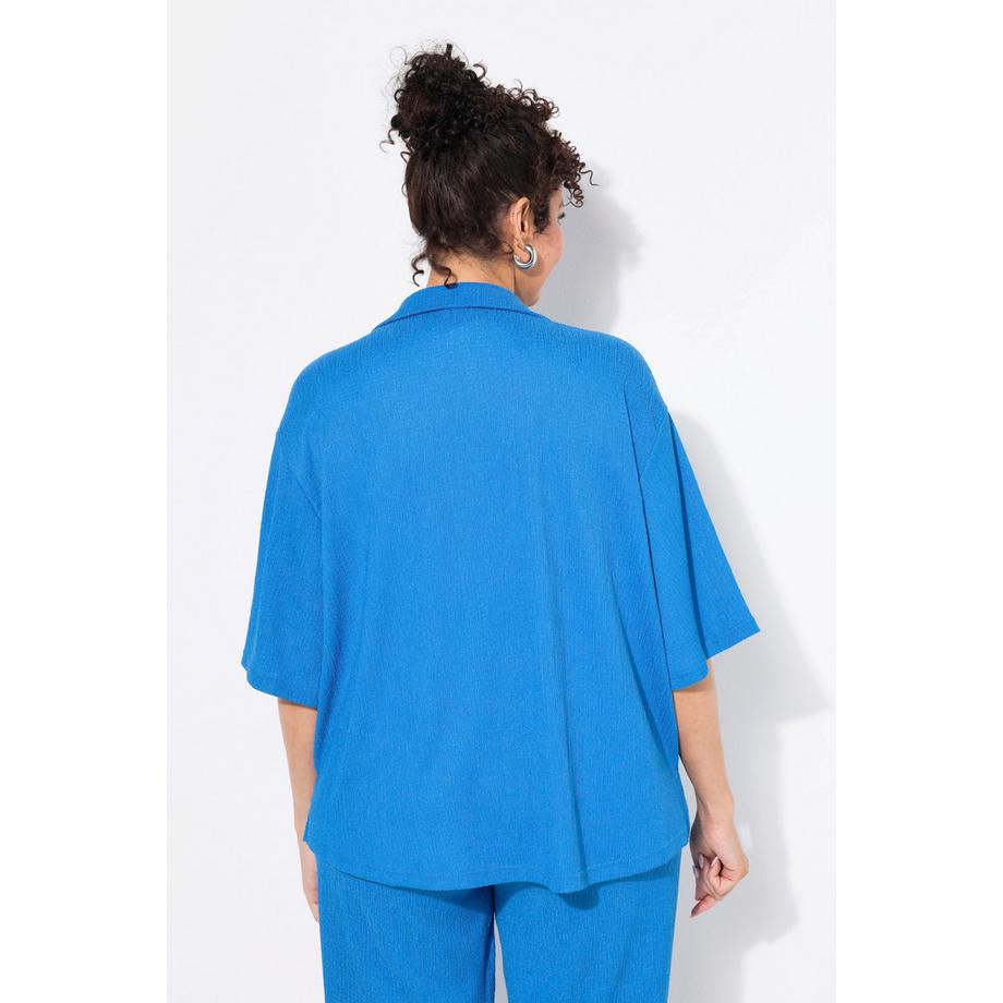 Ulla Popken Chemisier Col Chemise Manches Courtes Texturé  