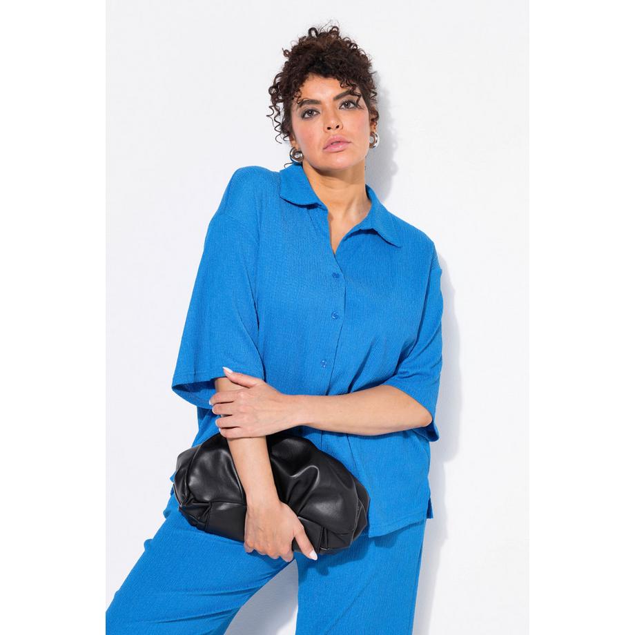 Ulla Popken Chemisier Col Chemise Manches Courtes Texturé  