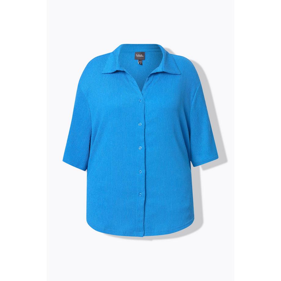 Ulla Popken Chemisier Col Chemise Manches Courtes Texturé  