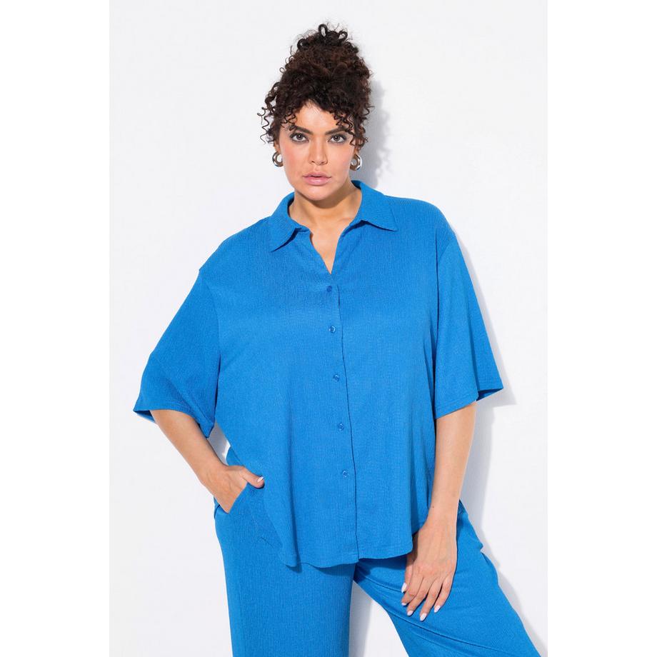 Ulla Popken Chemisier Col Chemise Manches Courtes Texturé  