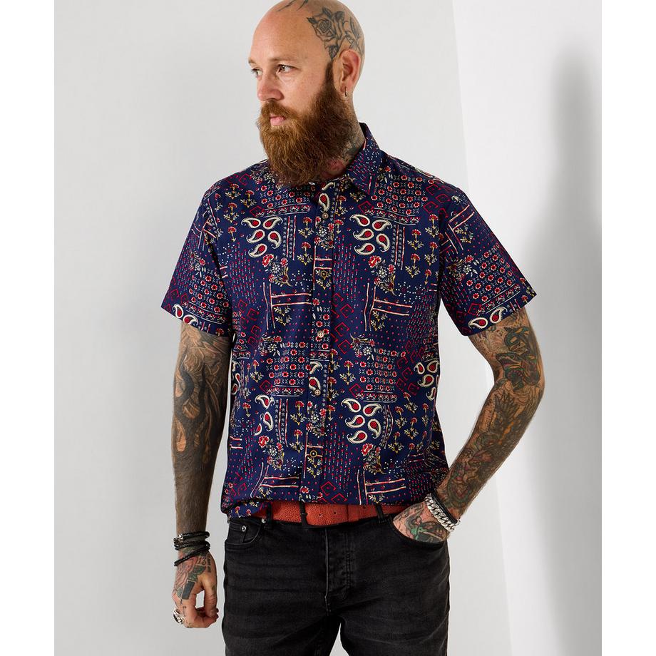 Chemise à manches courtes imprimé bandana