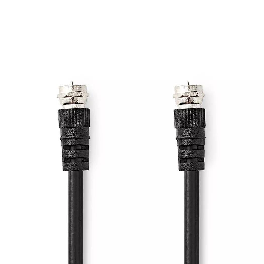 Nedis – Satelliten- & Antennenkabel | F-Stecker Vernickelt 75 Ohm Doppelt geschirmt 1,50 m Rund PVC Schwarz Etikett, 1,5 Meter