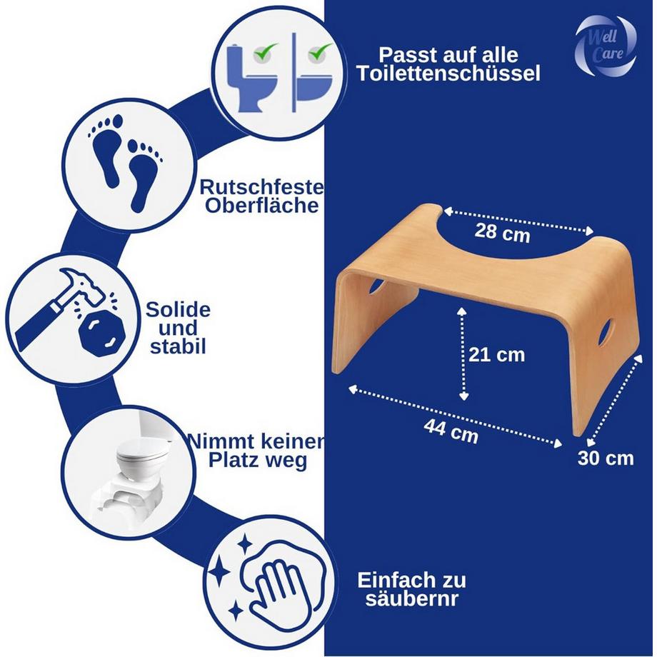 Well Care  Tabouret de toilette Bois laqué Nature 