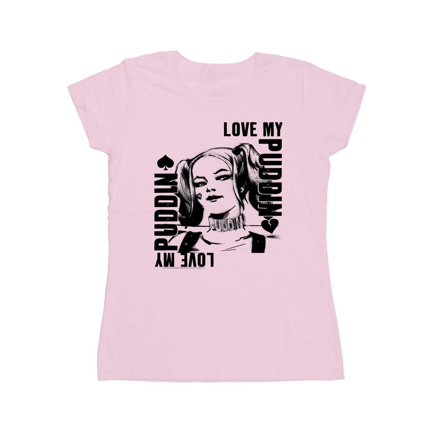 Image of Suicide Squad Harley Love Puddin Tshirt Damen Pink XXL