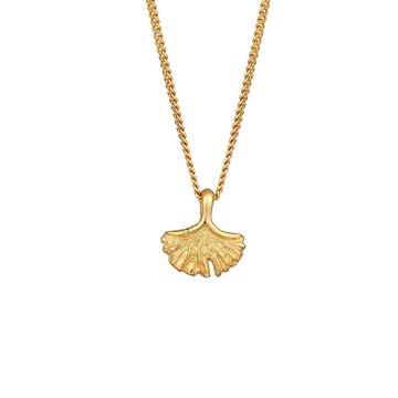 Collier Femmes Ginkgo Feuille Pendentif Nature En Or Jaune 375