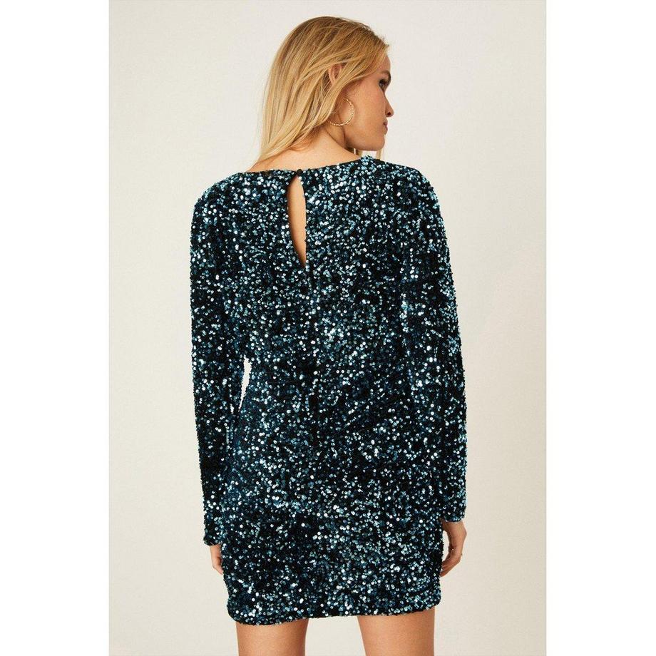 Dorothy Perkins Gerafftes Pailletten Minikleid  