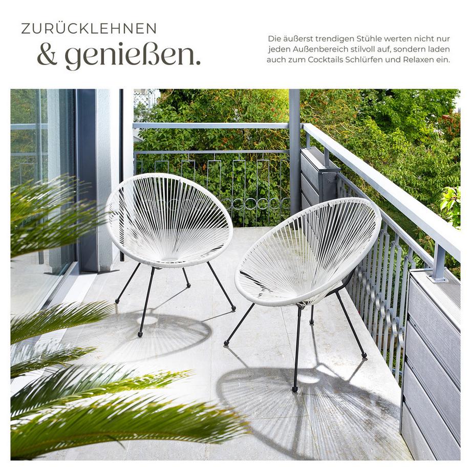 Tectake 2er Set Gartenstuhl Santana Retro-Design im Acapulco-Stil mit Schnurbespannung  