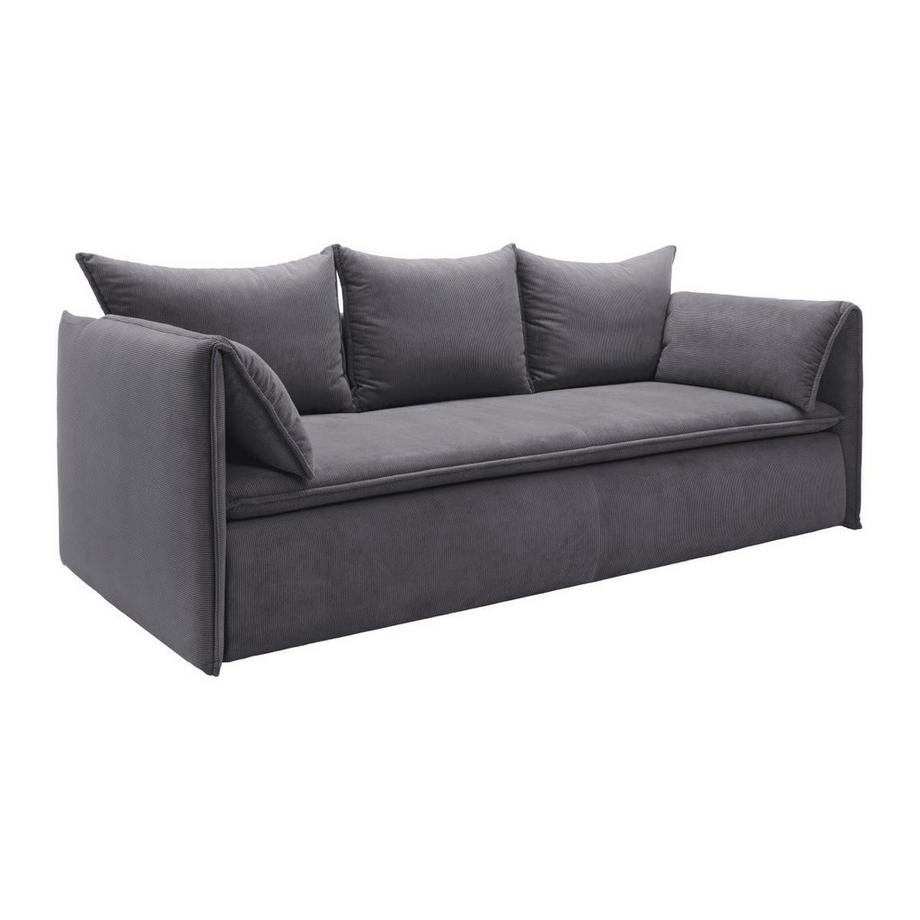 Vente-unique Sofa 3-Sitzer - Mit Schlaffunktion - Cord - Graublau - TEODORA  