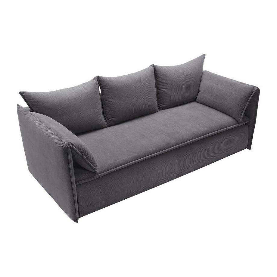 Vente-unique Sofa 3-Sitzer - Mit Schlaffunktion - Cord - Graublau - TEODORA  