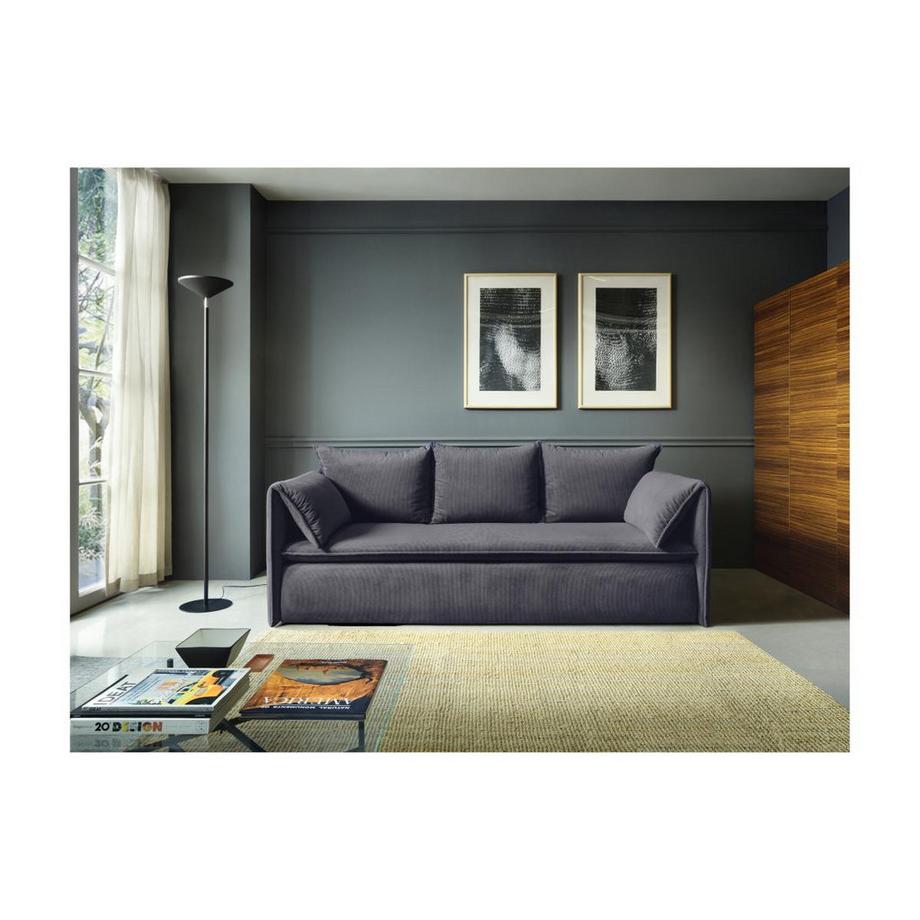 Vente-unique Sofa 3-Sitzer - Mit Schlaffunktion - Cord - Graublau - TEODORA  