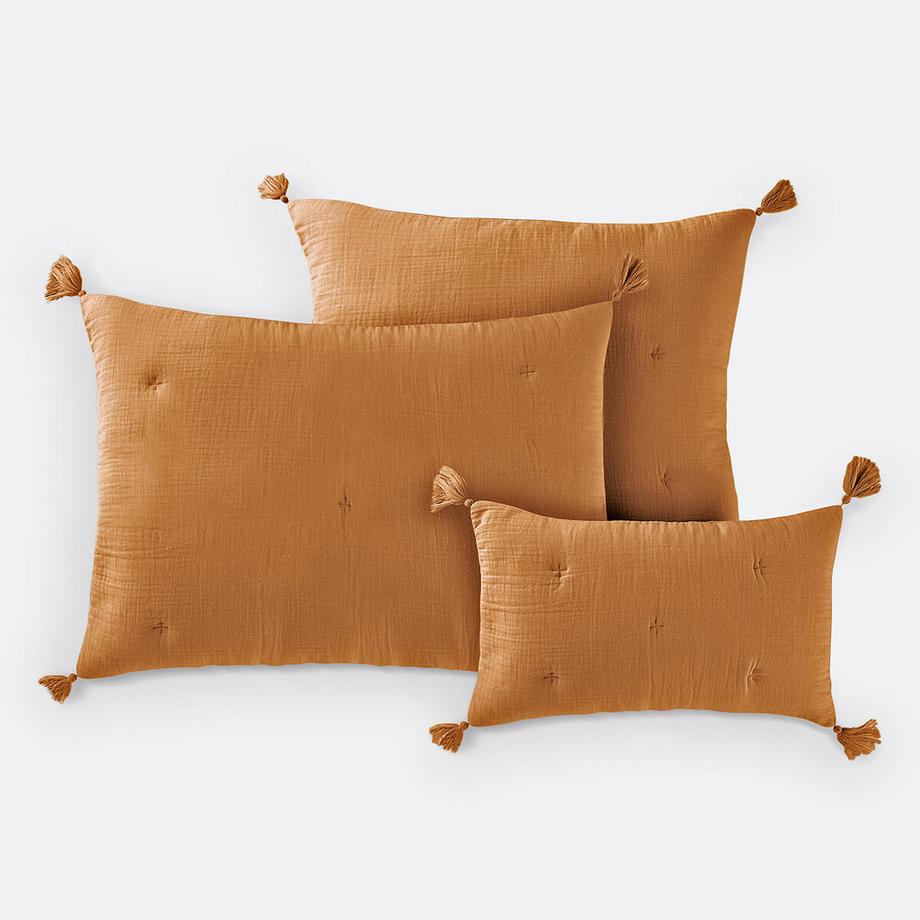Housse de coussin matelassée gaze de coton