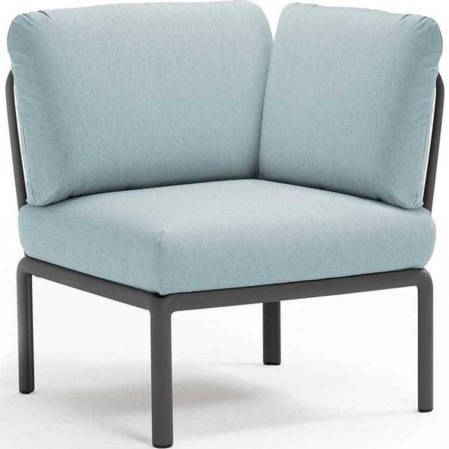 Salon de jardin komodo élément d'angle anthracite bleu clair