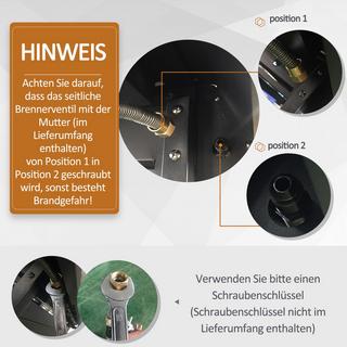 Northio Barbecue À Gaz Chariot De Barbecue Avec 3 Brûleurs 1 Brûleur Latéral Réducteur De Pression Tuyaux Armoire Multifonction Acier Noir 110 X 50 X 100 Cm  