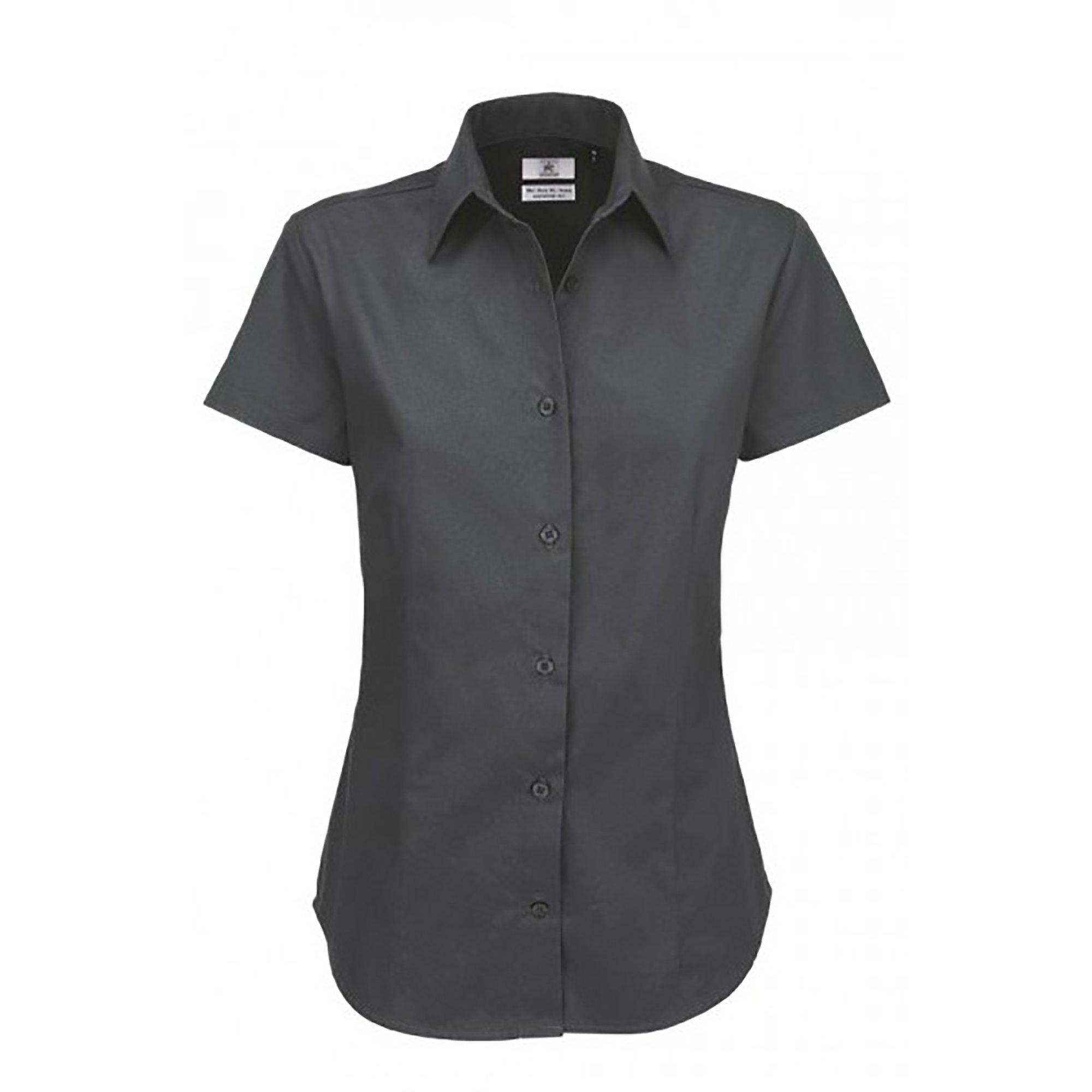 Image of B&c Sharp Twill Kurzarm Bluse Damen Grau XS