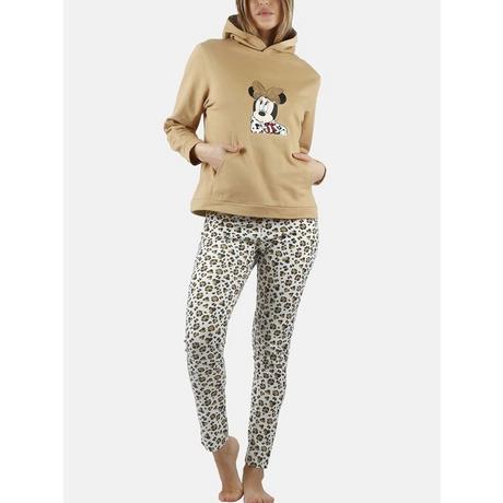 Admas  Completo pigiama pantaloni con cappuccio top Minnie Leopardo Disney 