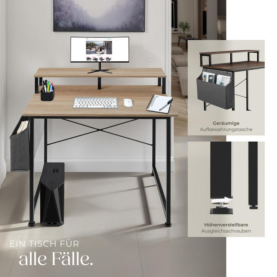 Tectake Schreibtisch Thornton Industrial Style Holz und Stahl  