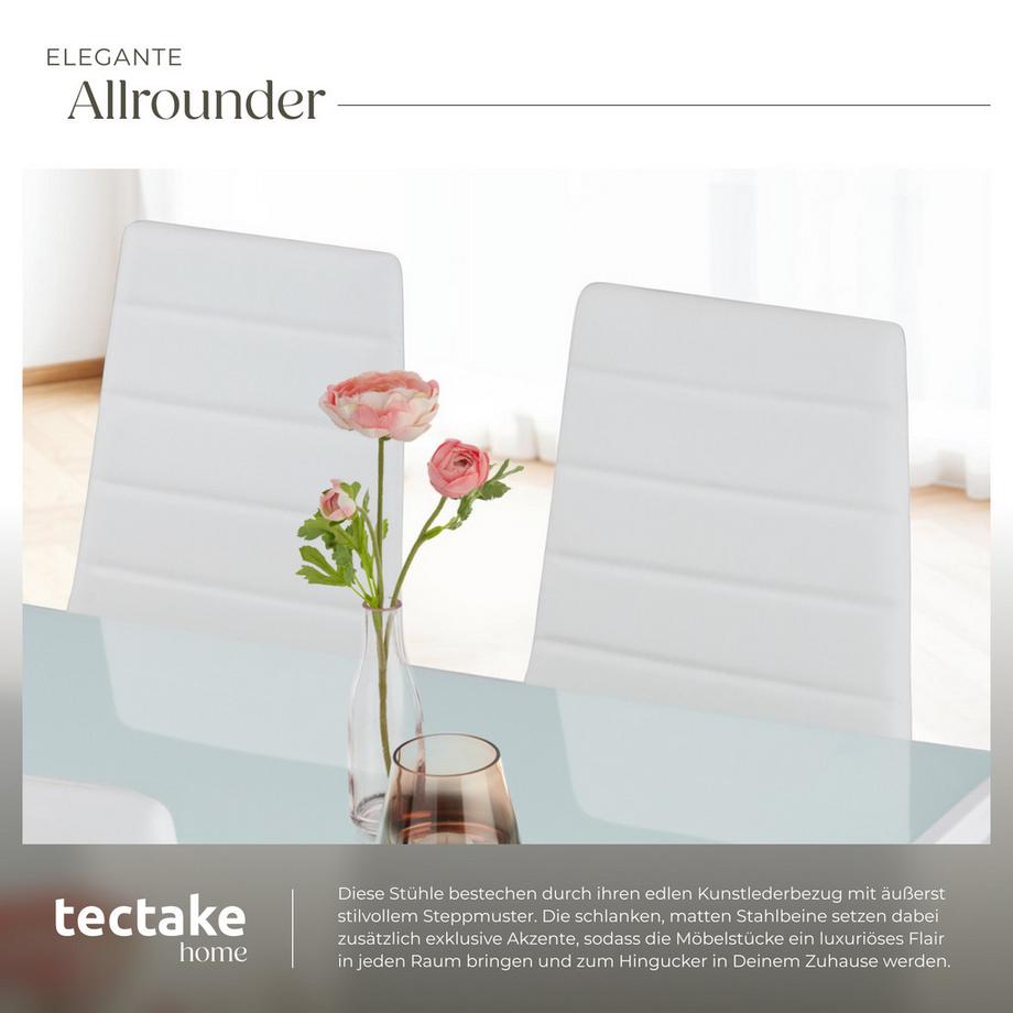 Tectake Set Esszimmerstuhl Thomas gepolstert mit Kunstlederbezug hohe Rückenlehne  