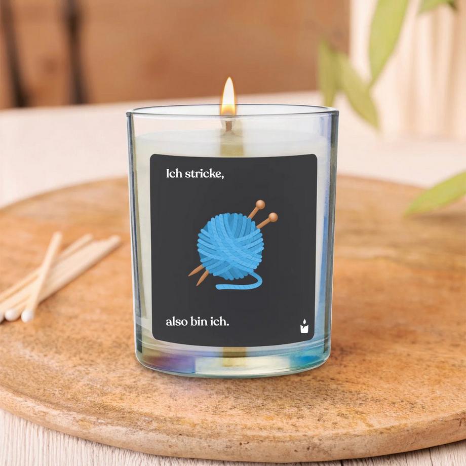 CandleHand Duftkerze Flowery Ich stricke, also bin ich.  