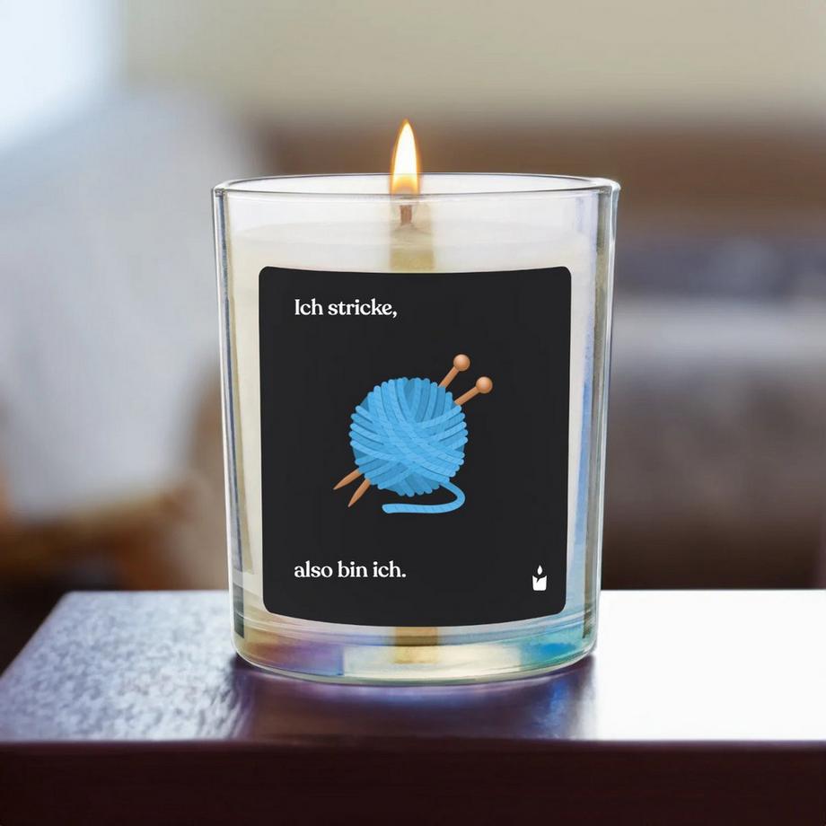 CandleHand Duftkerze Flowery Ich stricke, also bin ich.  