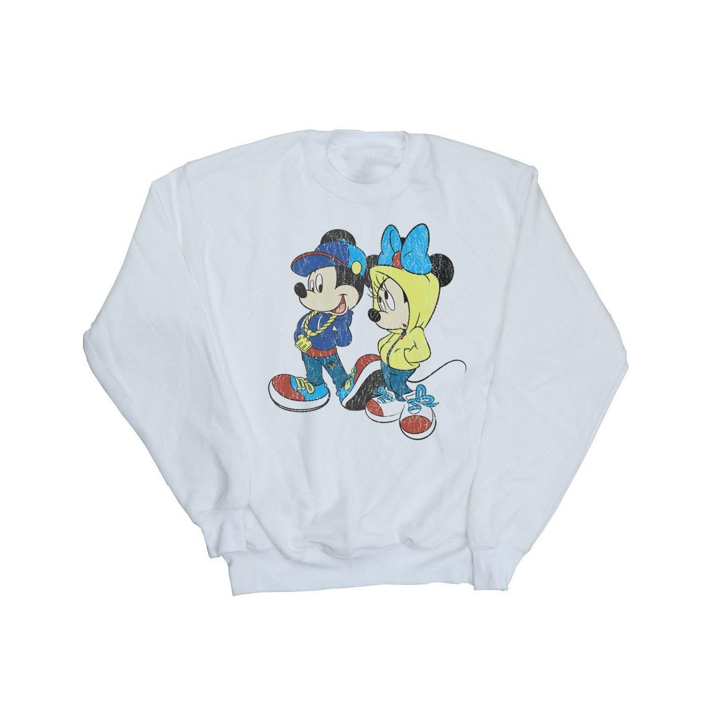 Image of Mickey And Minnie Mouse Pose Sweatshirt Unisex Weiss 116