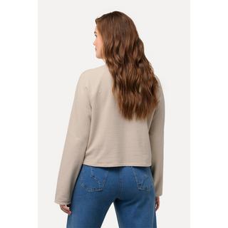 Ulla Popken  Sweatshirt, kurz, V-Ausschnitt, Langarm, Biobaumwolle 