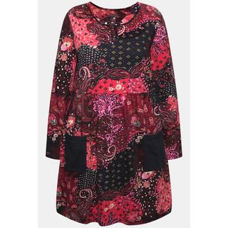 Ulla Popken  Longshirt, Paisley, A-Linie, Rundhals, Langarm, Taschen 