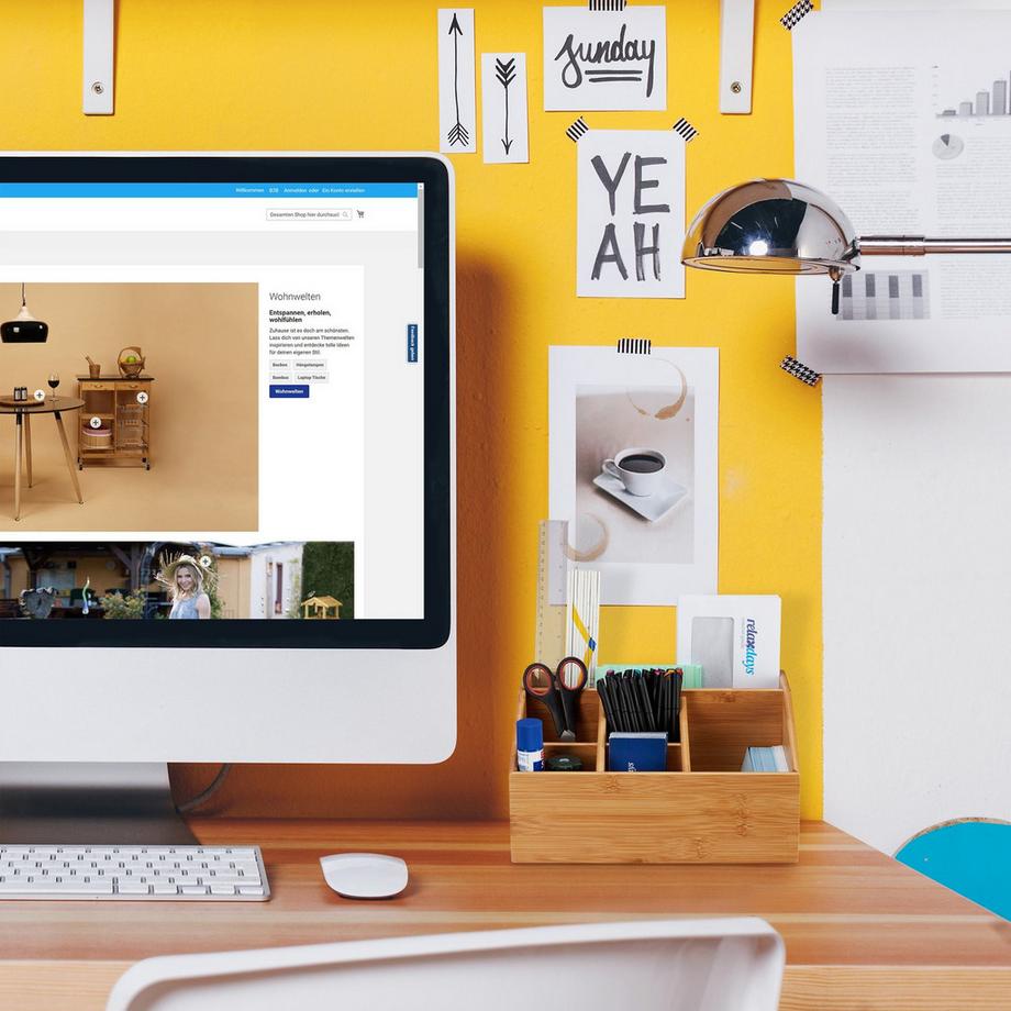 B2X Contenitore da tavolo in bambù con 6 scomparti  