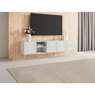 Vente-unique  Mobile TV sospeso con 4 ante e 2 nicchie in MDF Bianco - MEZULIA 