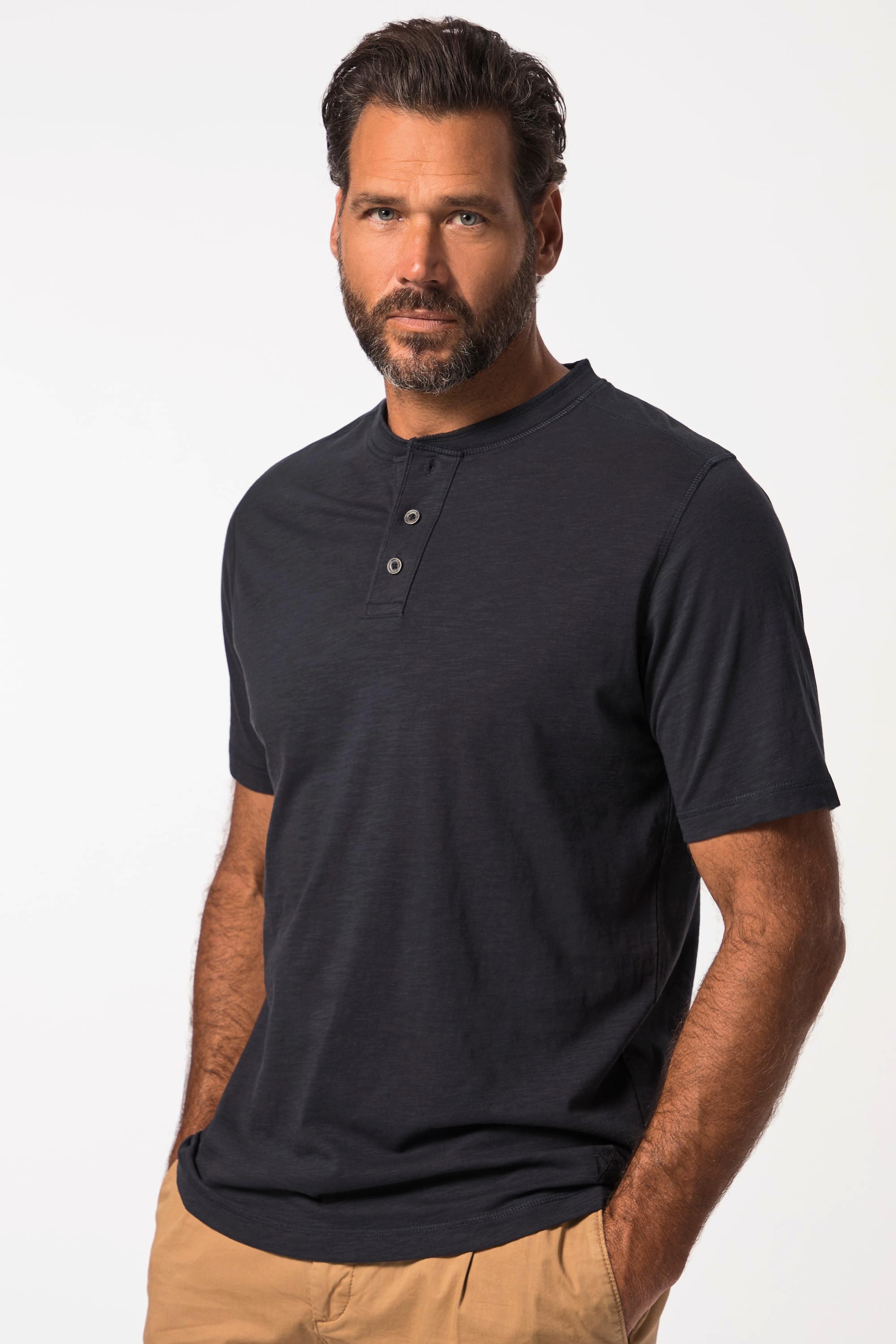 JP1880  T-shirt Henley à manches courtes. Col rond et patte de boutonnage - jusqu'au 8 XL 