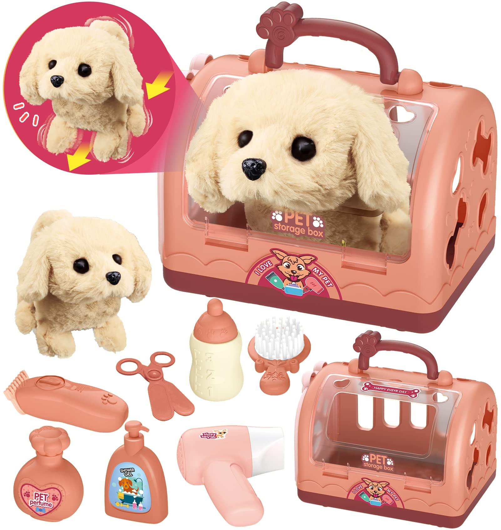 Activity-board  Jouet Robot Chien Docteur Valise Enfants, Jouet Vétérinaire Jeux de Rôle Enfants 12 pcs avec Cage Electronique Chien Courant Aboyant & Transport 