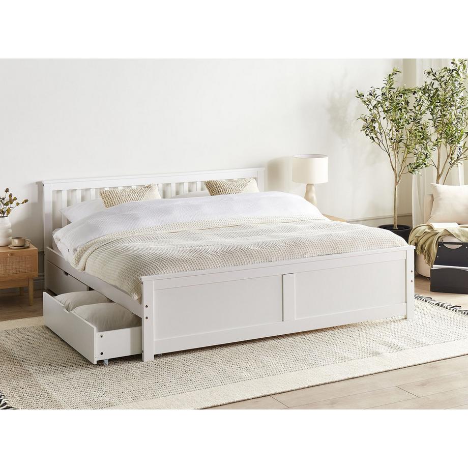 Beliani Letto con 4 cassetti en Legno di pino  OLENDON  