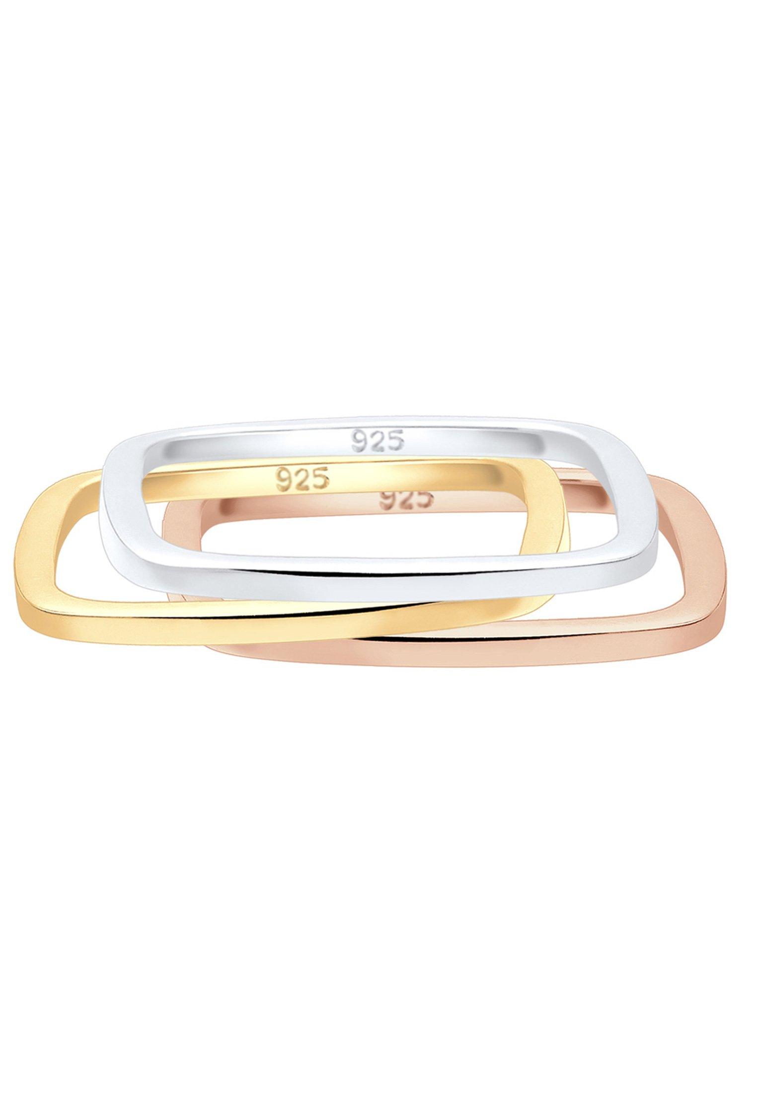 Elli  Ring Tri-Color Statement Vierecks-Ringset 