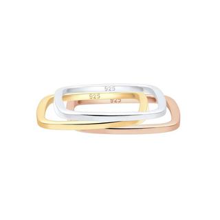 Elli  Ring Tri-Color Statement Vierecks-Ringset 