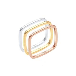 Elli  Ring Tri-Color Statement Vierecks-Ringset 