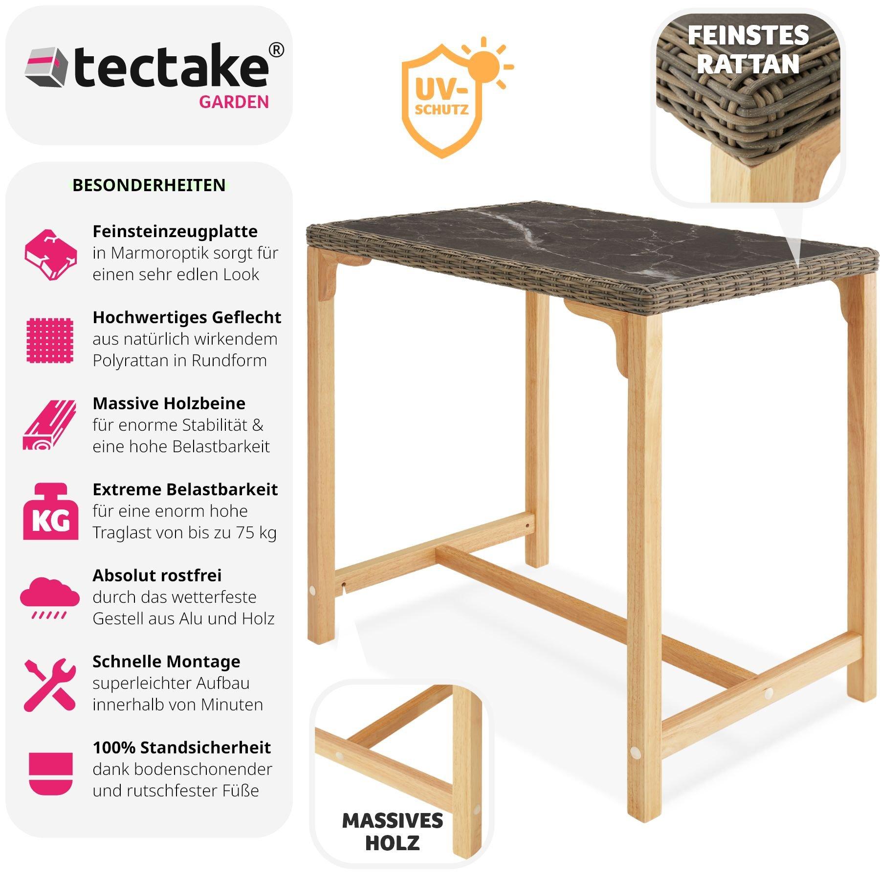 Tectake Tavolo da bar in rattan Kutina 96 x 65 x 100 cm  