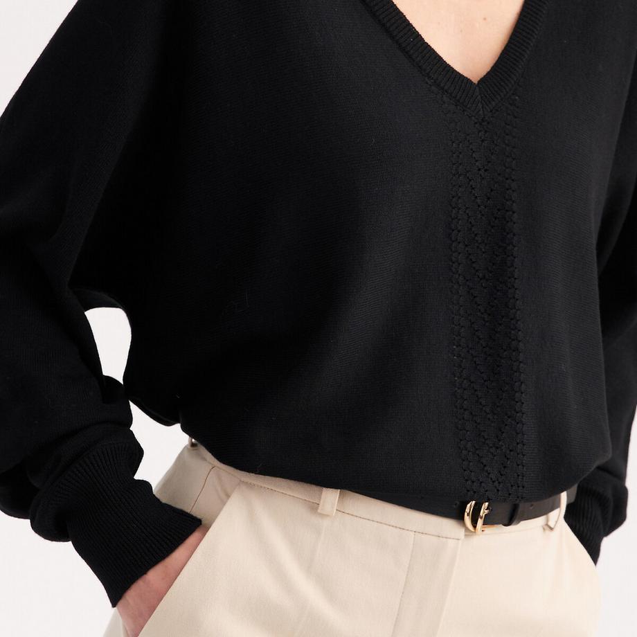 La Redoute Collections Maglione scollo a V in maglia fine  