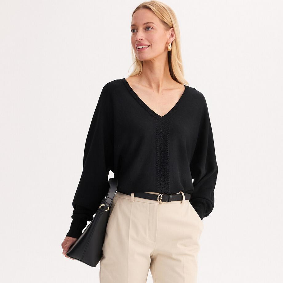 V-Ausschnitt-Pullover aus Feinstrick