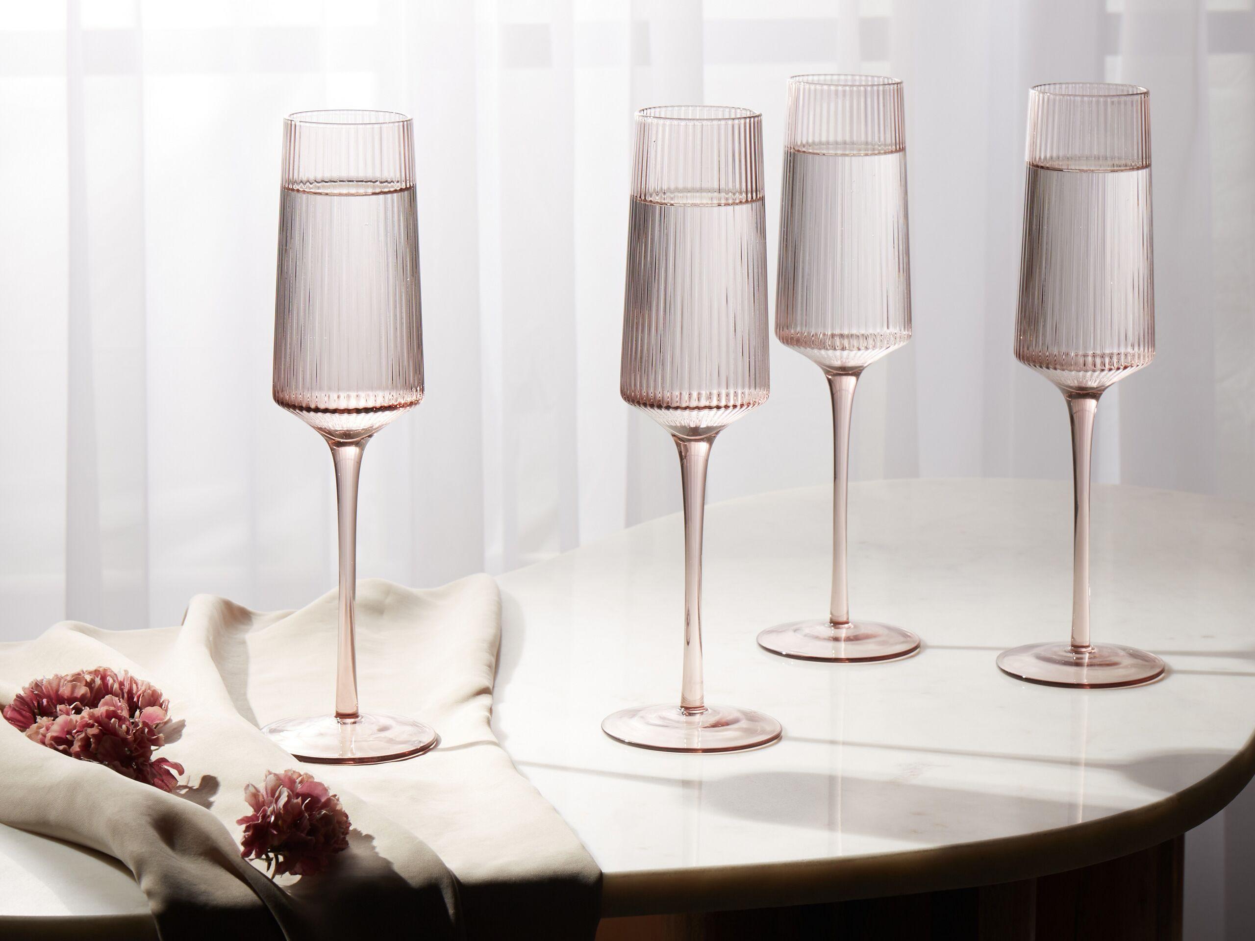 Beliani Champagnerflöten im 4er Set aus Glas Retro AMETHYST  