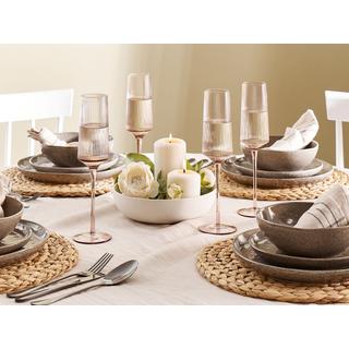 Beliani Champagnerflöten im 4er Set aus Glas Retro AMETHYST  