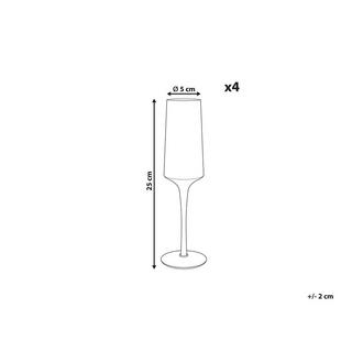 Beliani Champagnerflöten im 4er Set aus Glas Retro AMETHYST  