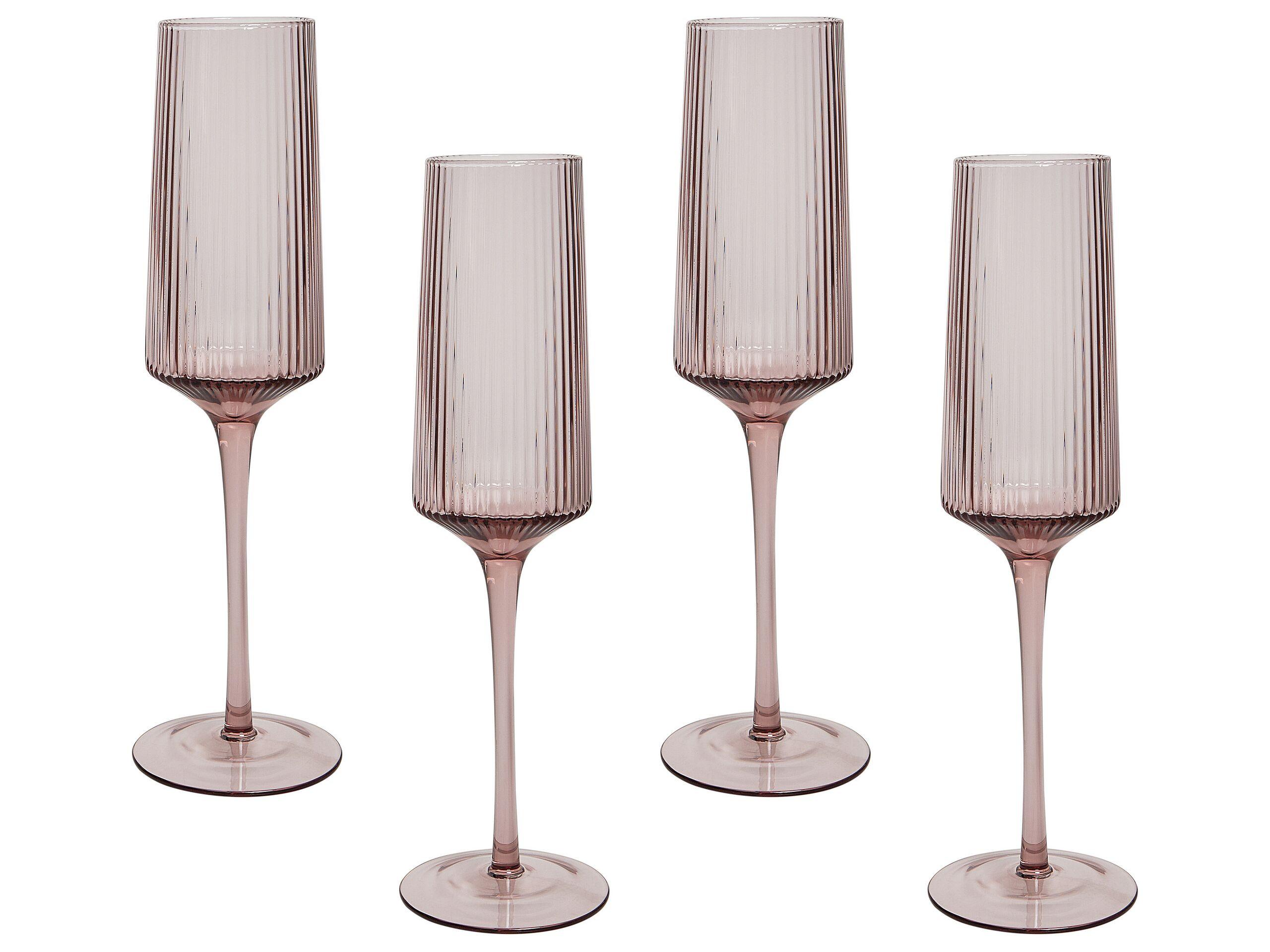 Beliani Champagnerflöten im 4er Set aus Glas Retro AMETHYST  