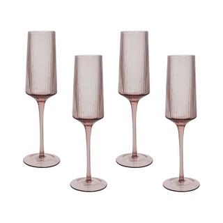 Beliani Champagnerflöten im 4er Set aus Glas Retro AMETHYST  