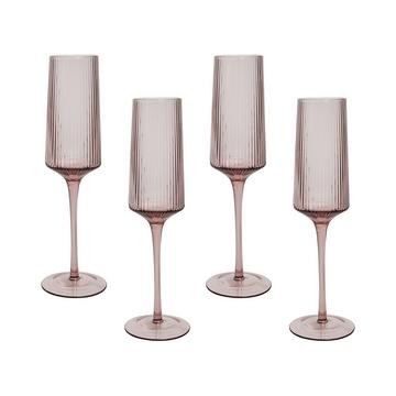 Champagnerflöten im 4er Set aus Glas Retro AMETHYST