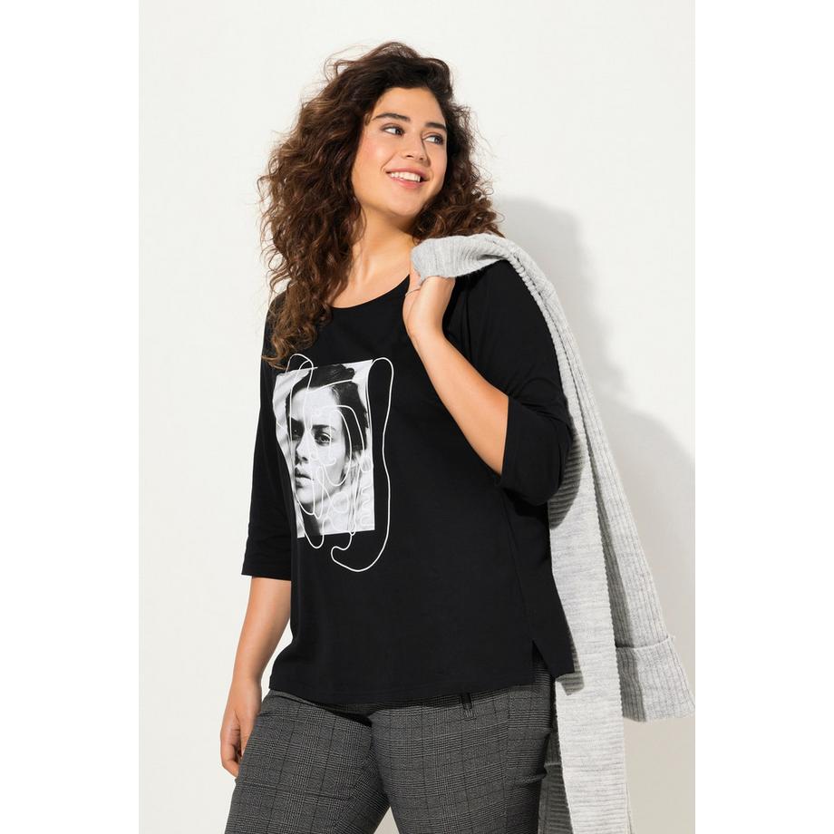 Ulla Popken T-shirt imprimé col rond manches 3/4  