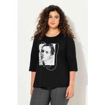 T-shirt avec imprimé, col rond et manches 3/4